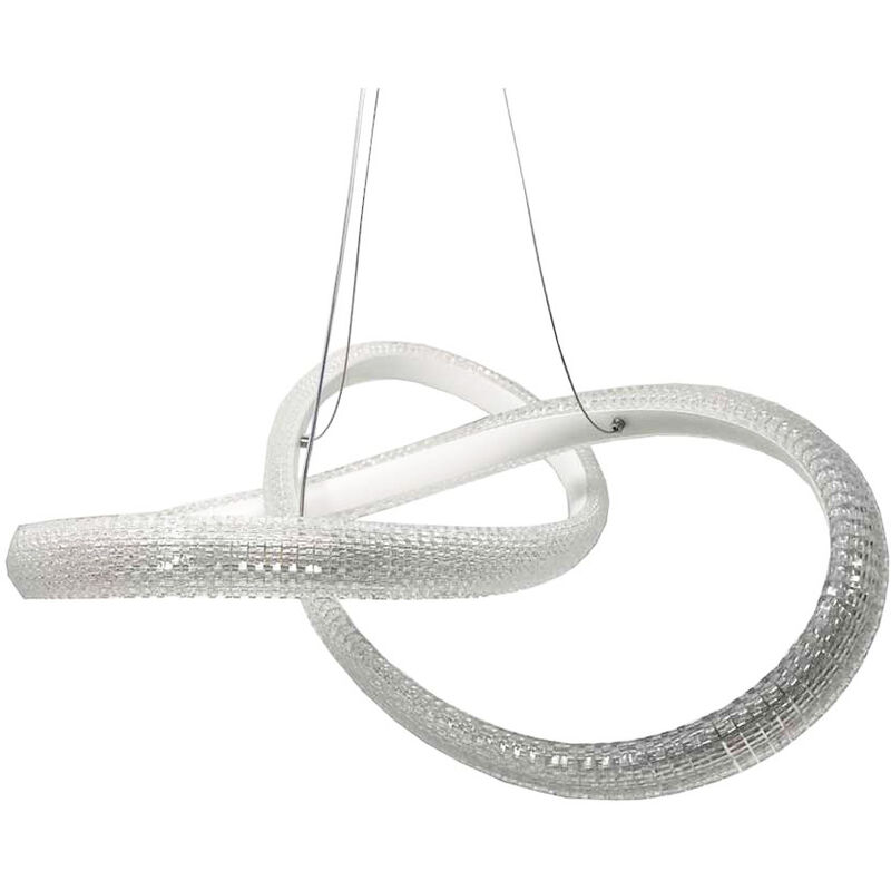 foto del prodotto lampadario led a sospensione effetto cristallo intrecciato 40 watt design moderno bianco luce calda 3000k