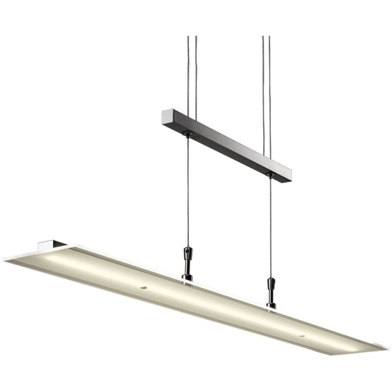 foto del prodotto lampadario led a sospensione, luce dimmerabile, lampada da soffitto regolabile in altezza per cucina, luce calda, metallo color nickel opaco e vetro,