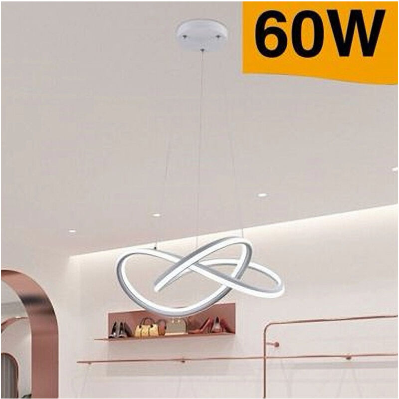 immagine 0 del prodotto lampadario led a sospensione moderno intrecciato bianco 60w 3 colori luce a50 b3c trade shop traesio