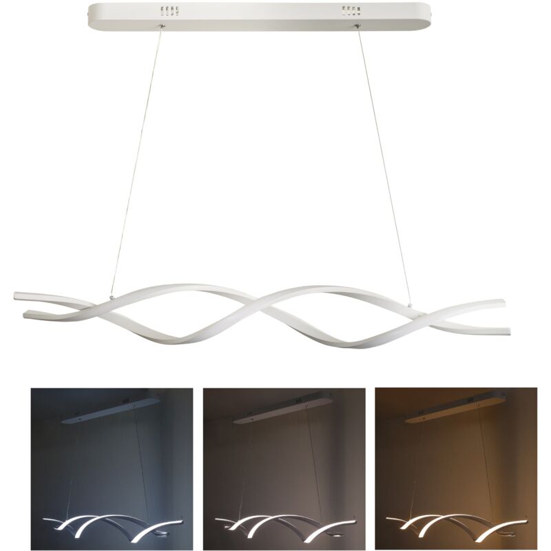 foto del prodotto lampadario led design moderno a intreccio bianco e argento 48w 5280 lumen luce calda naturale fredda per soggiorno e camera da letto bianco maka