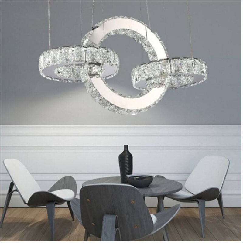 foto del prodotto lampadario led design moderno cerchi di cristallo 25 watt luce bianco freddo b34 trade shop traesio