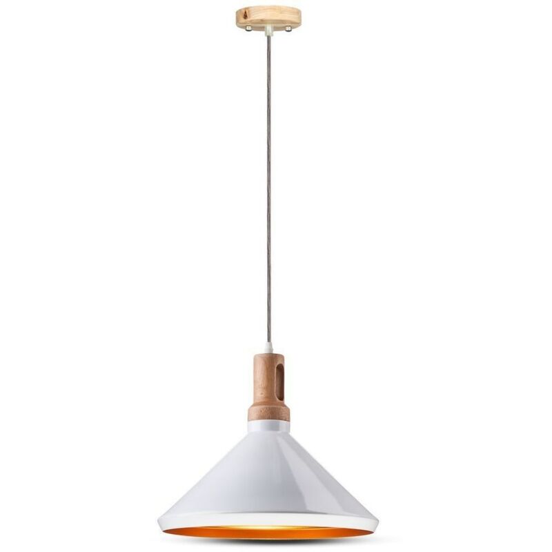 foto del prodotto lampadario led in metallo a cono portalampada e27 max 60w bianco lucido v tac