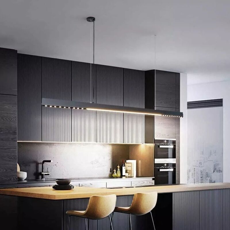 foto del prodotto lampadario led luce bianca calda naturale lampada a sospensione lineare 42 w a70