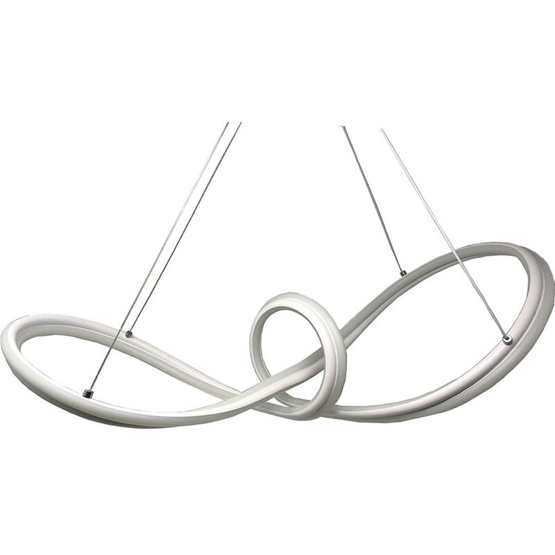 foto del prodotto lampadario led moderno intrecciato a fiocco bianco lampada a sospensione 57 watt luce calda 3000k