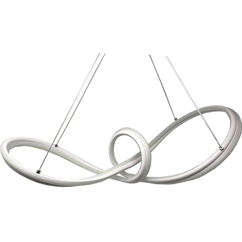 foto del prodotto lampadario led moderno intrecciato a fiocco bianco lampada a sospensione 57 watt luce naturale 4000k