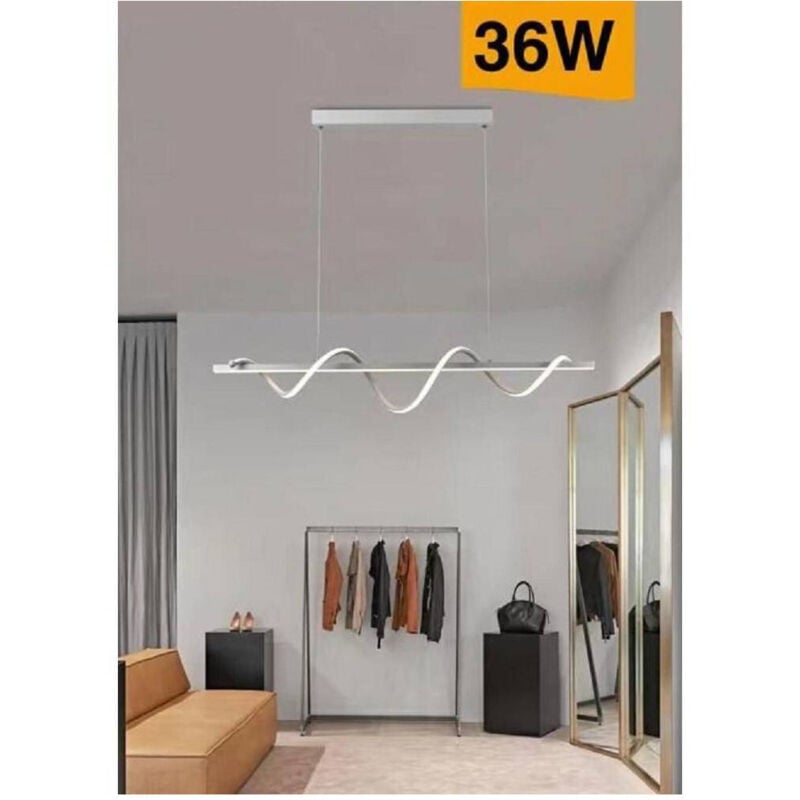 foto del prodotto lampadario led sospensione 36w moderna twist bianco luce 6500k 3000k 4000k b65-b - -bianco naturale - - trade shop traesio