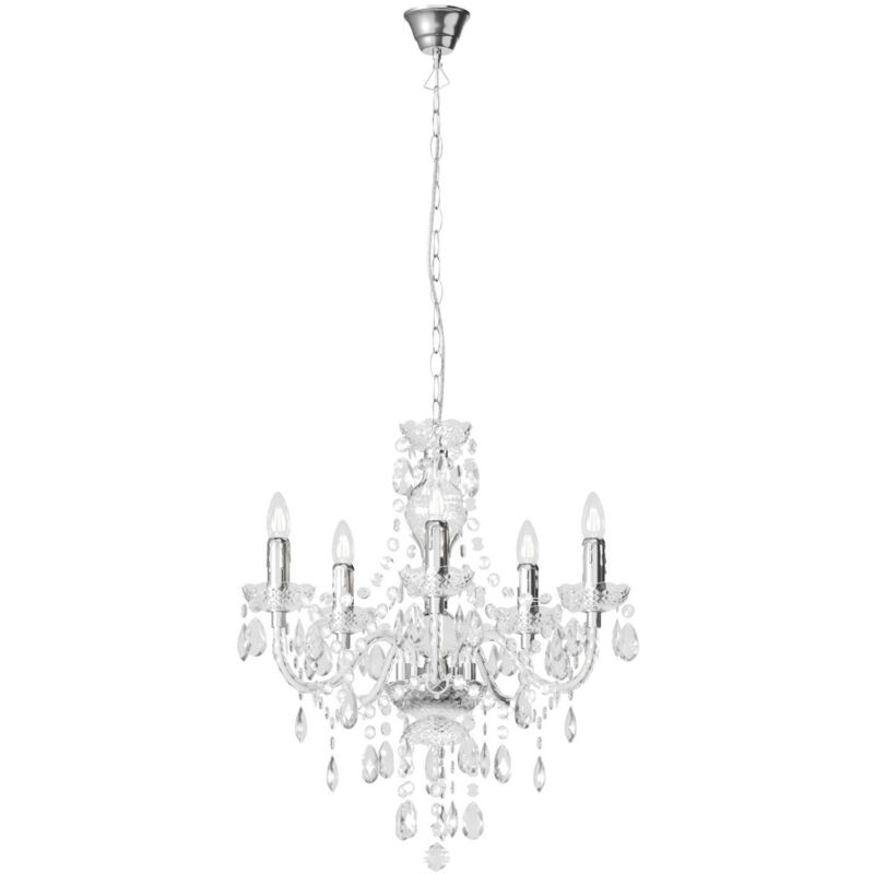 foto del prodotto lampadario lindby merida, cromo, metallo, a 5 luci, 52 cm