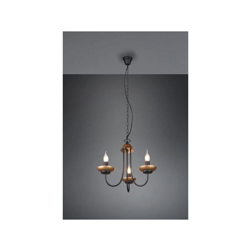 foto del prodotto lampadario livia 3 luci d.47 metallo nero e oro anticato 101700332