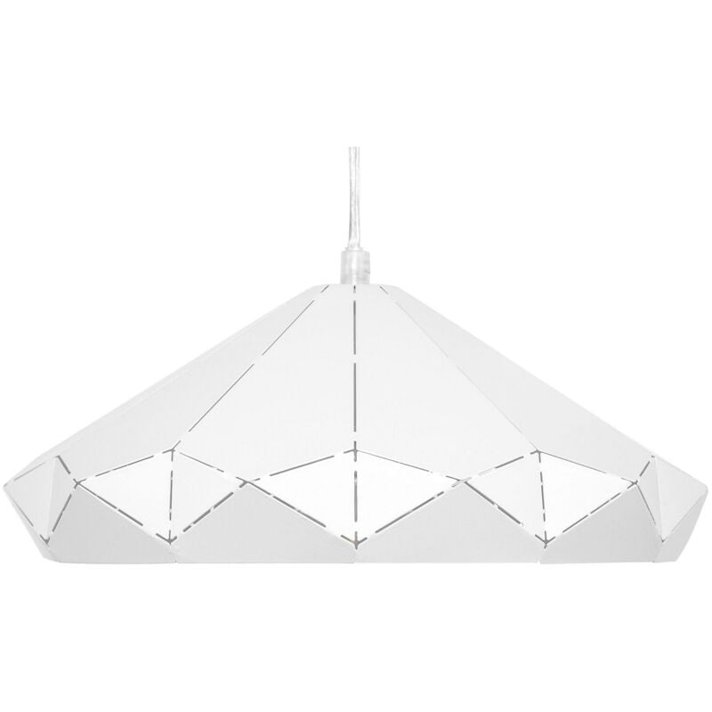 foto del prodotto lampadario metallo bianco paralume geometrico stile industriale 112 cm nevola