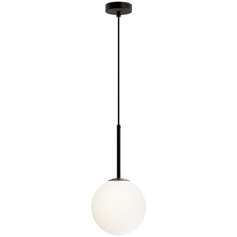 foto del prodotto lampadario minimal basic form grande in metallo nero 1 luce e diffusore bianco