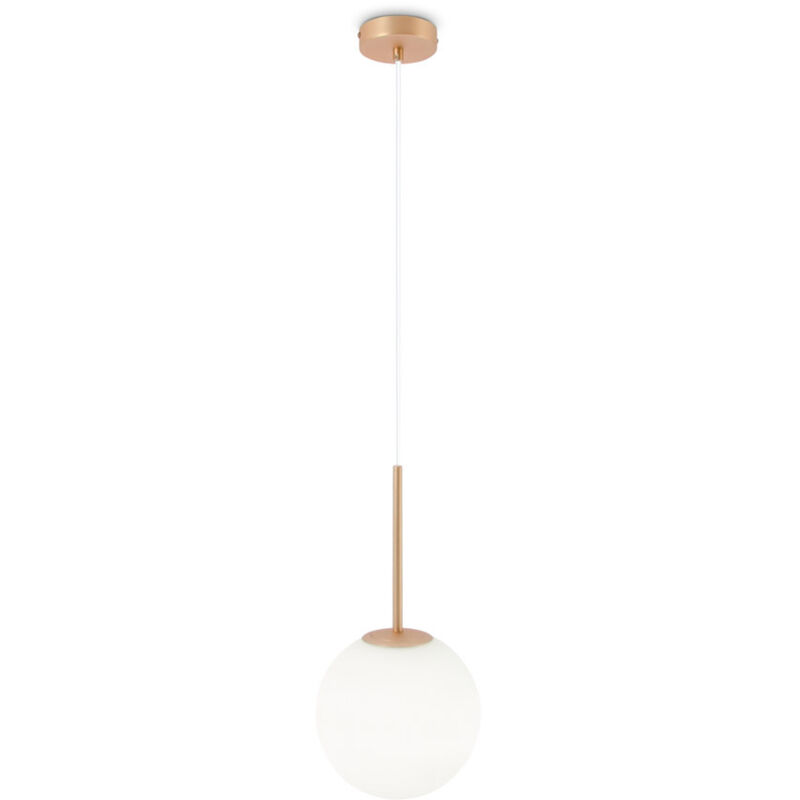 foto del prodotto lampadario minimal basic form grande in metallo oro 1 luce e diffusore bianco