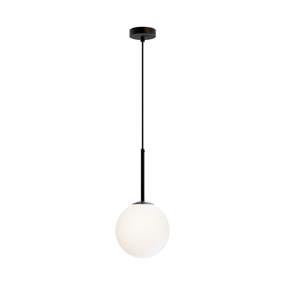 foto del prodotto lampadario minimal basic form gree metallo nero 1 luce diffusore bianco