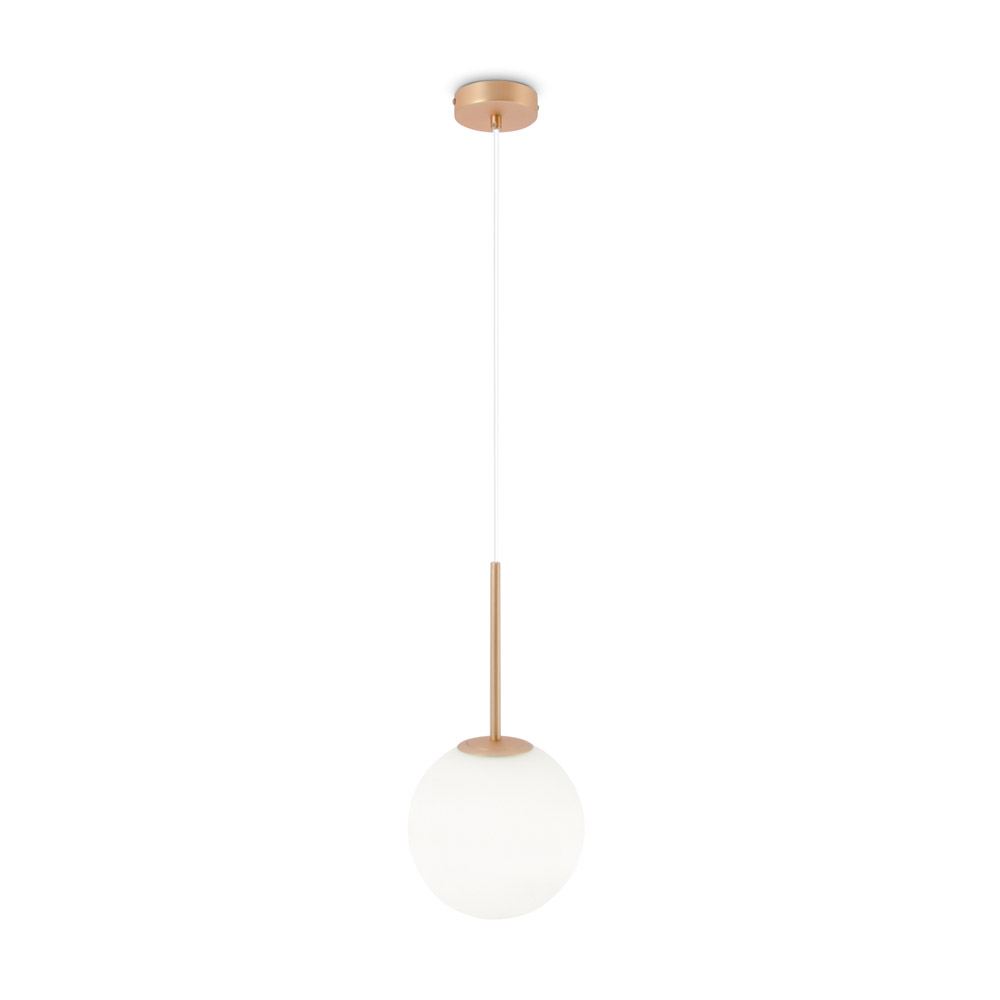 foto del prodotto lampadario minimal basic form gree metallo oro 1 luce diffusore bianco