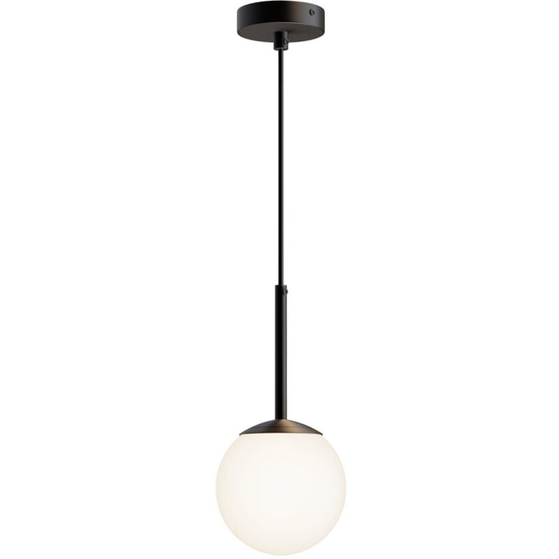 foto del prodotto lampadario minimal basic form piccola in metallo nero 1 luce e diffusore bianco