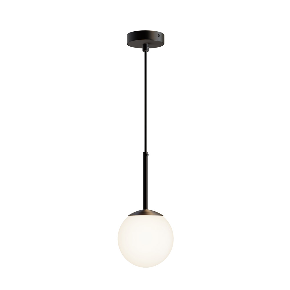 foto del prodotto lampadario minimal basic form piccola metallo nero 1 luce diffusore bianco