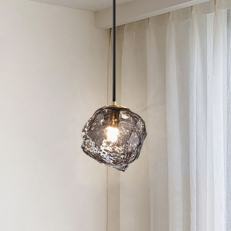 foto del prodotto lampadario moderne lampada a sospensione di vetro creative plafoniera regolabile 3000k 15cm grigio fumo