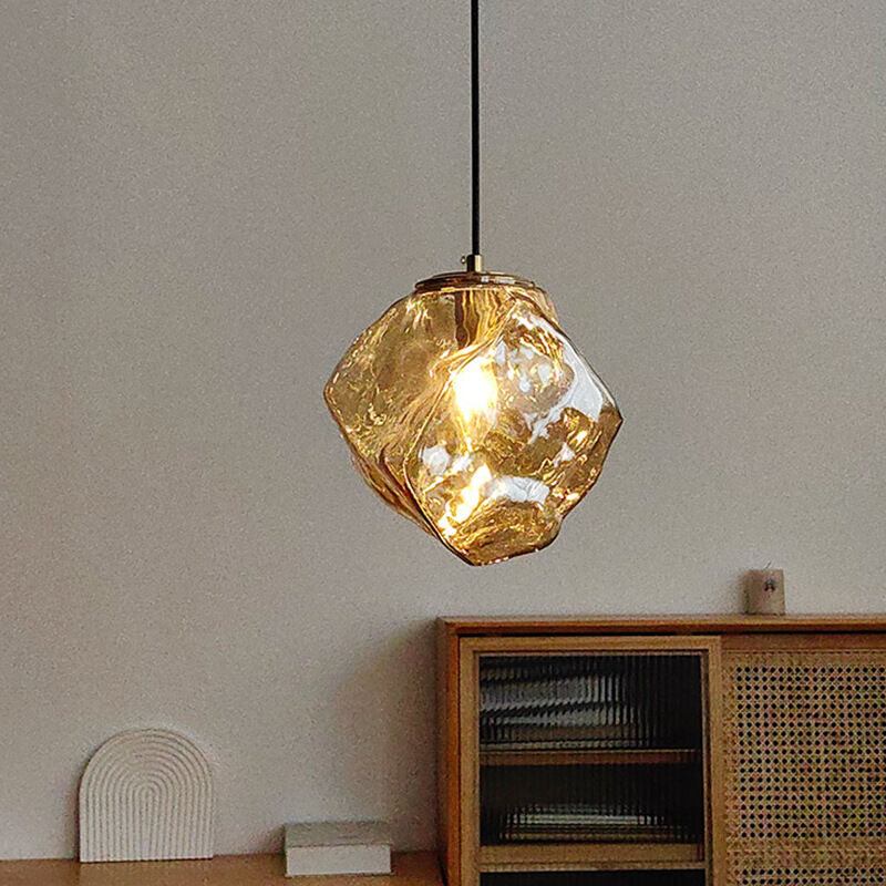 foto del prodotto lampadario moderne lampada a sospensione di vetro creative plafoniera regolabile 3000k 22cm ambra