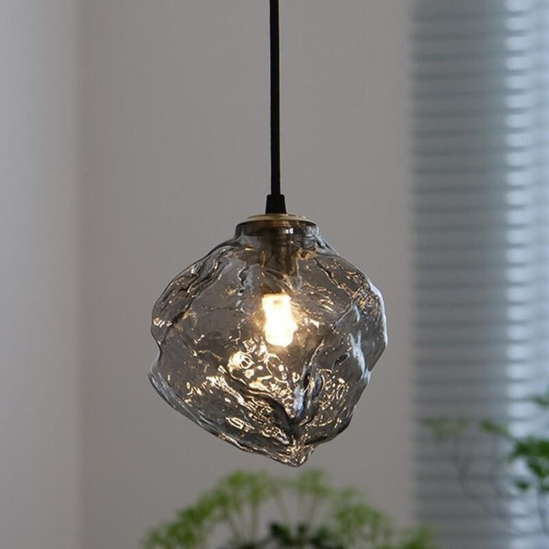 foto del prodotto lampadario moderne lampada a sospensione di vetro creative plafoniera regolabile 3000k 22cm grigio fumo