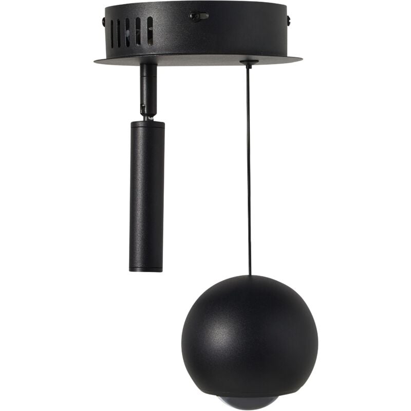 foto del prodotto lampadario moderno 2 luci led integrati con paralume rotondo in metallo nero verniciato mabole