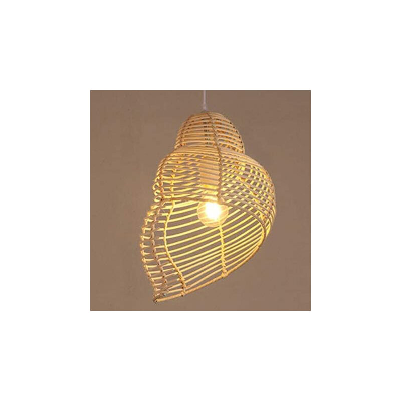 foto del prodotto lampadario moderno a conchiglia lampadario a sospensione in vimini intrecciato a mano lampadario a cupola aperta in rattan lampadario a sospensione