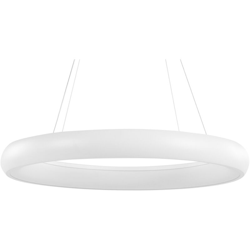 foto del prodotto lampadario moderno a forma di anello con luci led integrate in metallo bianco bago