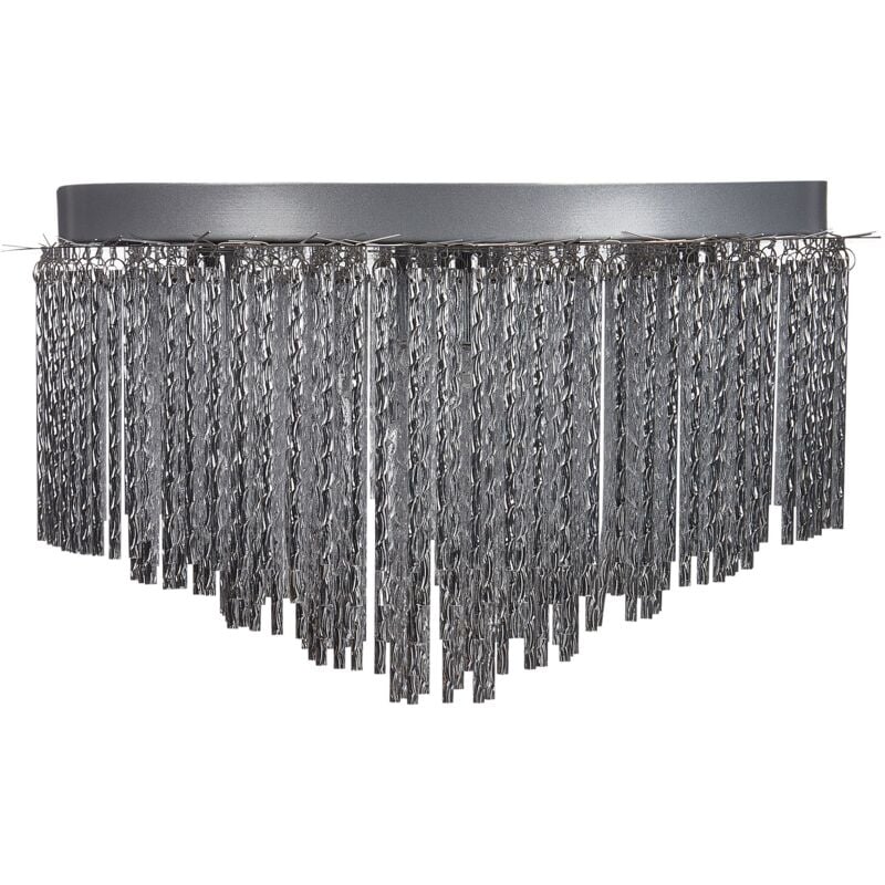 foto del prodotto lampadario moderno a sospensione aste in metallo e alluminio con finitura cromata argento firvida