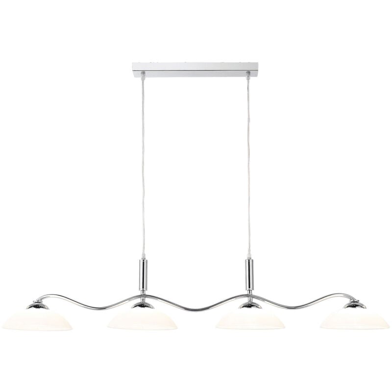 foto del prodotto lampadario moderno alessio ferro cromo vetro bianco 4 luci g9