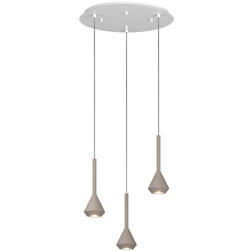 foto del prodotto lampadario moderno aygo metallo bianco e sabbia 3 luci gu10