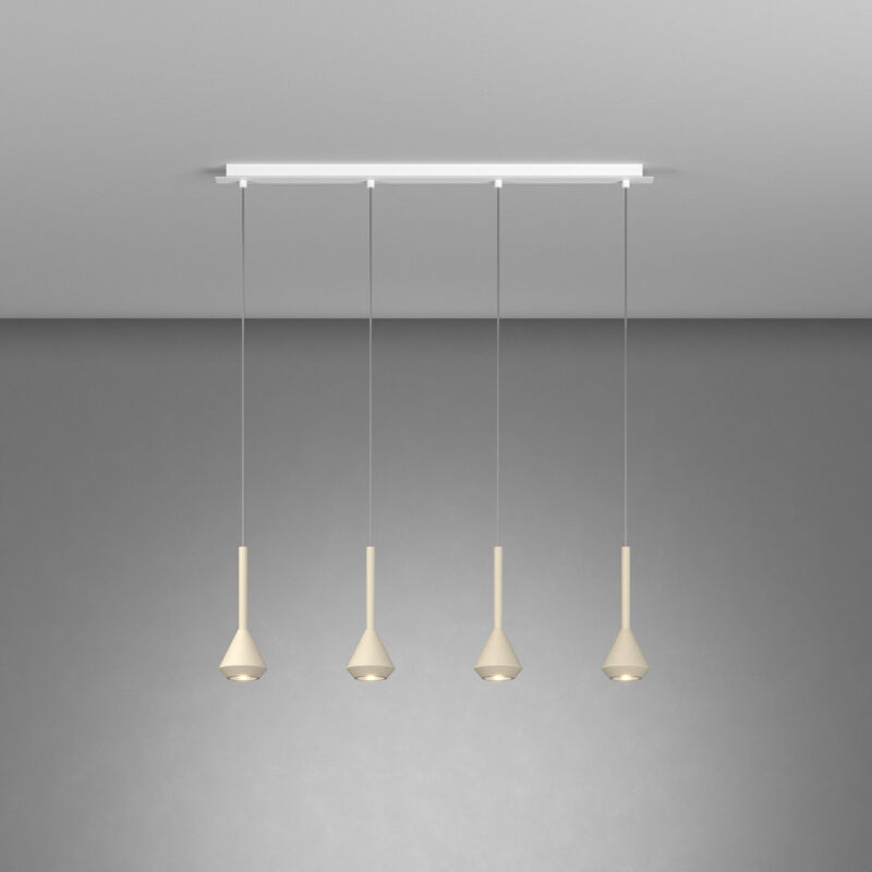foto del prodotto lampadario moderno aygo metallo bianco e sabbia 4 luci gu10