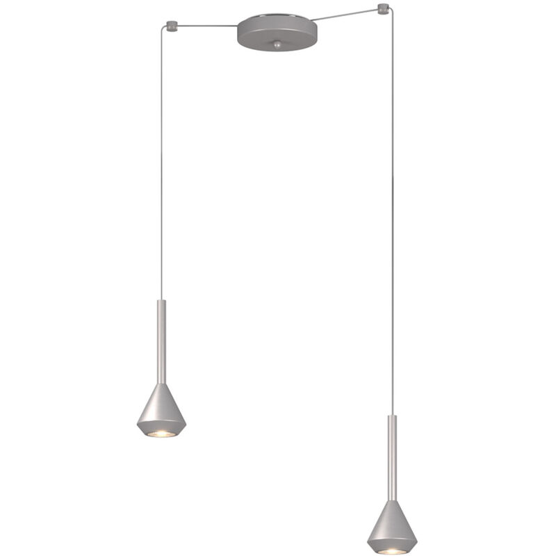 foto del prodotto lampadario moderno aygo metallo color alluminio 2 luci gu10