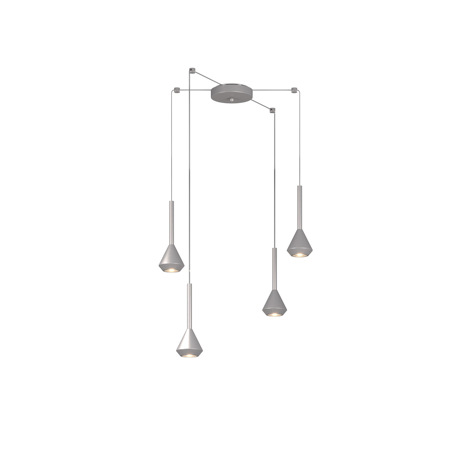 foto del prodotto lampadario moderno aygo metallo color alluminio 4 luci gu10