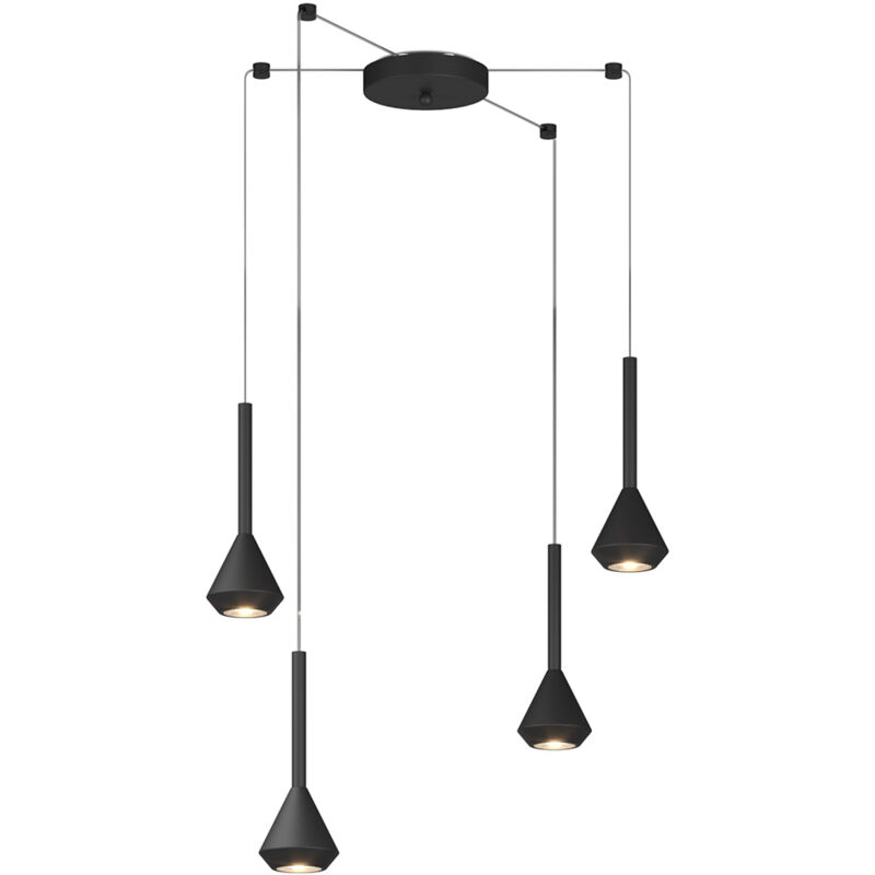 foto del prodotto lampadario moderno aygo metallo nero 4 luci gu10