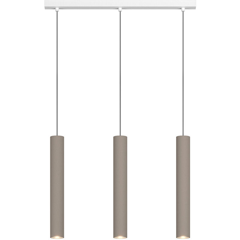 foto del prodotto lampadario moderno aygo rettangolare metallo bianco e sabbia 3 luci gu10
