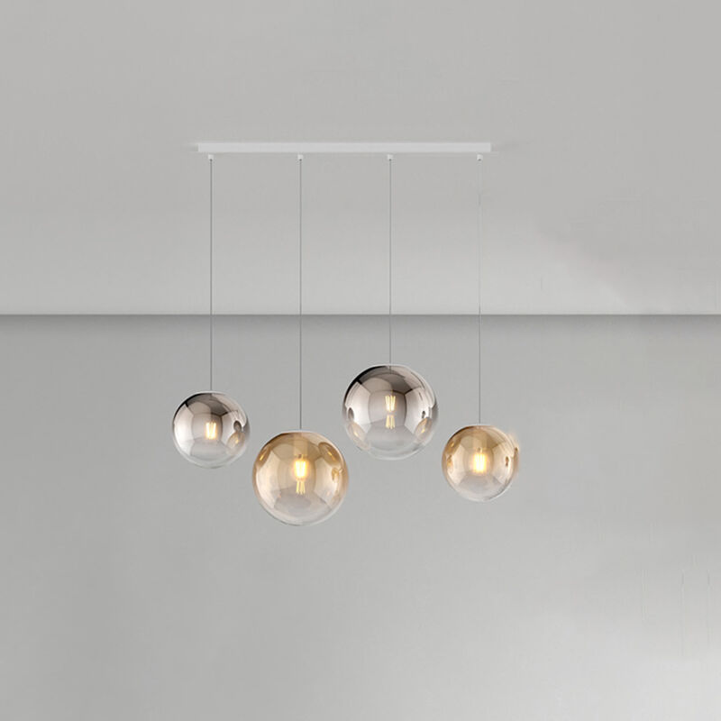 foto del prodotto lampadario moderno big eclipse metallo bianco vetro ambra bronzo 4 luci e27