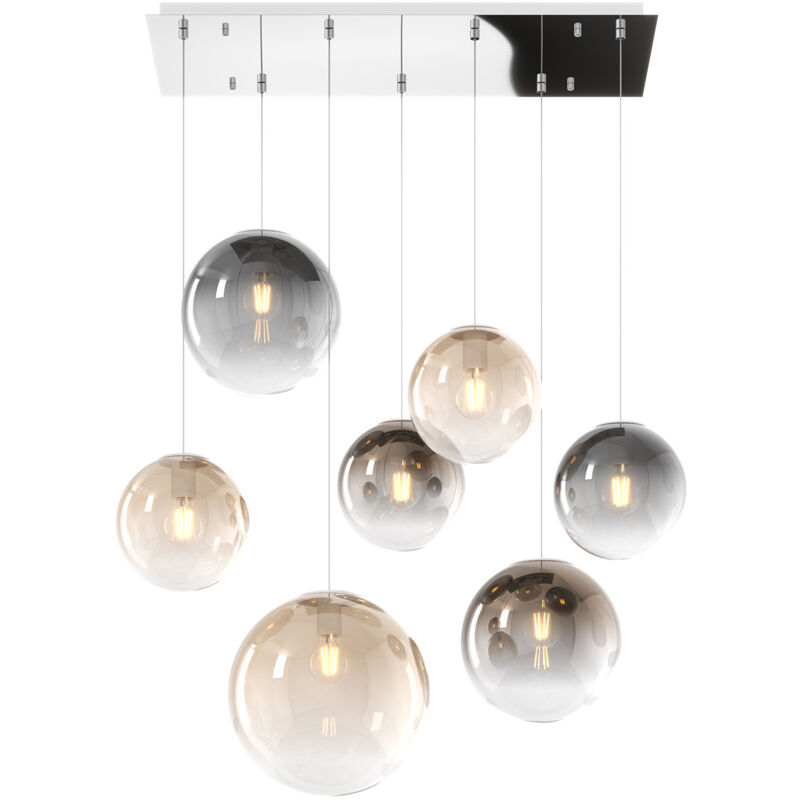 foto del prodotto lampadario moderno big eclipse metallo cromo vetro multicolor 7 luci e27