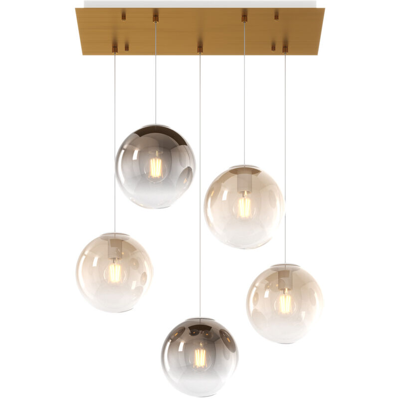 foto del prodotto lampadario moderno big eclipse metallo ottone vetro ambra bronzo 5 luci e27