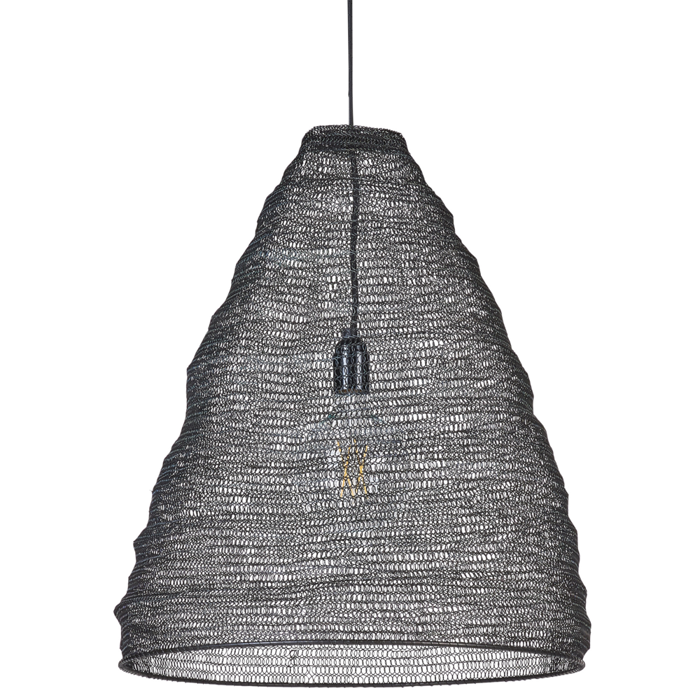 foto del prodotto lampadario moderno con maglia metallica traforata nero stile retr contemporaneo