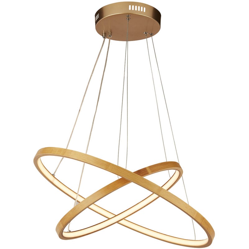 foto del prodotto lampadario moderno eternit acciaio marrone legno oro led 6,25w 2700k