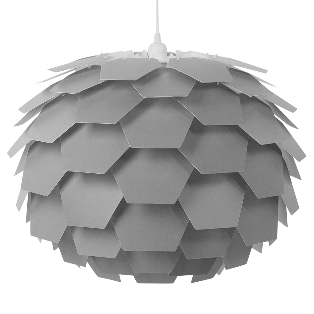 foto del prodotto lampadario moderno grande a forma di fiore in plastica di colore grigio stile moderno