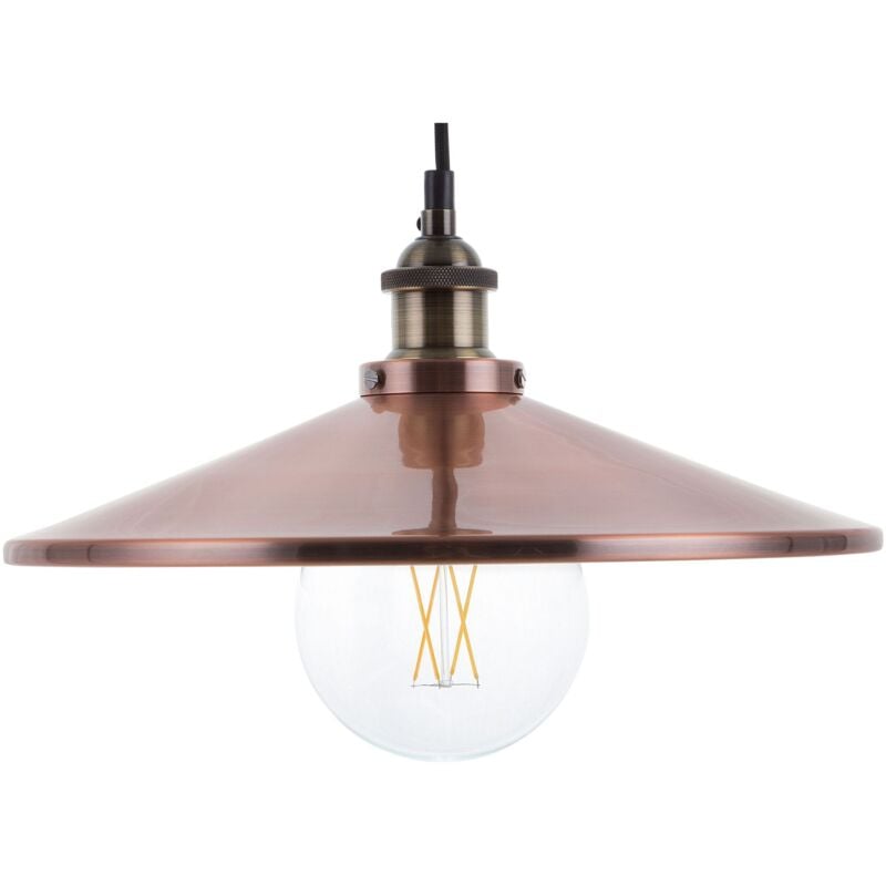 foto del prodotto lampadario moderno in metallo color rame e ottone paralume a imbuto pelly