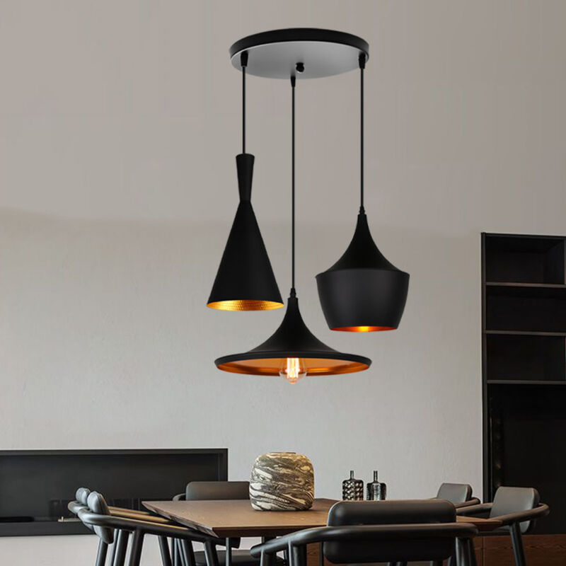 foto del prodotto lampadario moderno industriale l mpara colgante in metallo illuminazione 3 luci e27 plafoniera in stile geometrico artistico per sala da pranzo