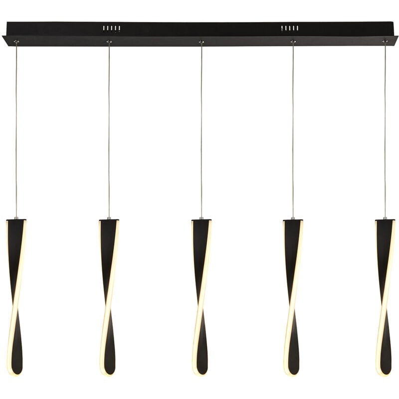 foto del prodotto lampadario moderno pagaia acciaio cromo silicone nero 5 led 48w