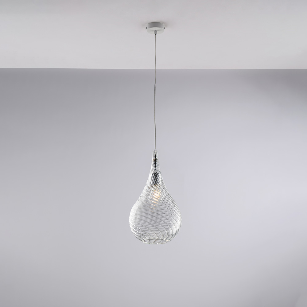 foto del prodotto lampadario moderno pluvia metallo trasparente 1 luce e27