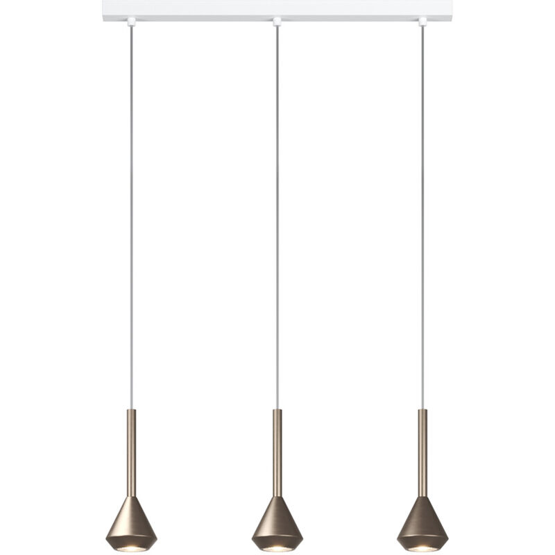 foto del prodotto lampadario moderno rettangolare aygo metallo bianco e bronzo 3 luci gu10