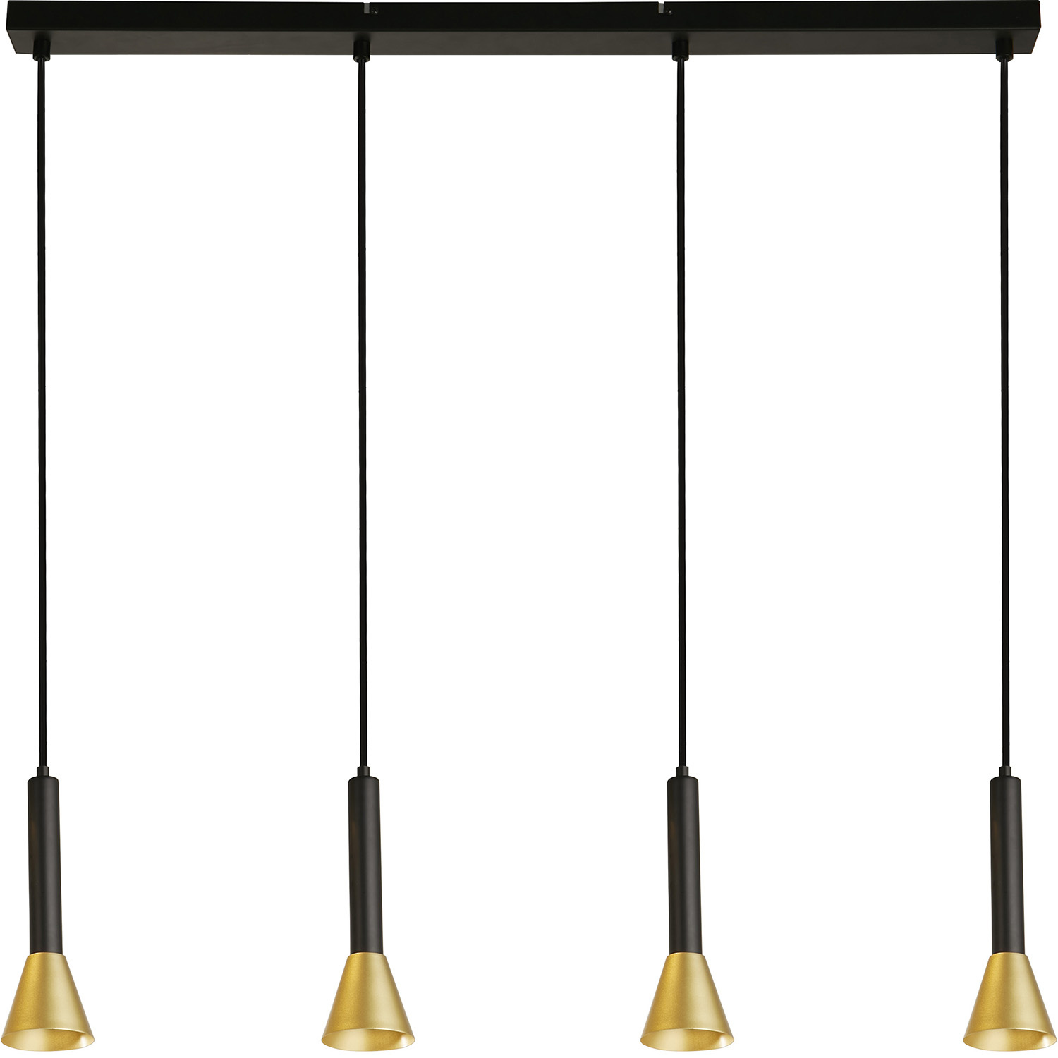 foto del prodotto lampadario moderno signal acciaio nero oro 4 luci gu10