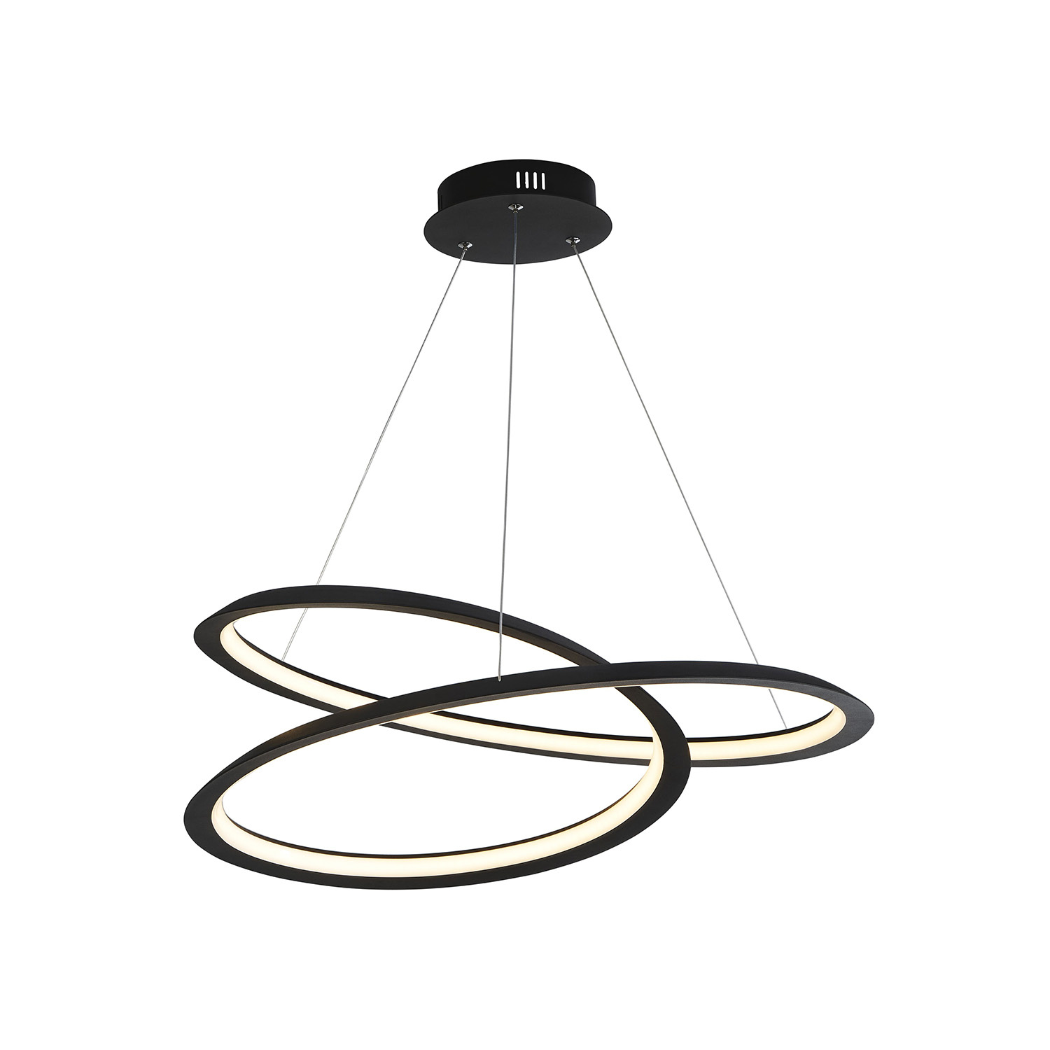 foto del prodotto lampadario moderno vortice ii acciaio nero silicone bianco led 41,13w 3000k