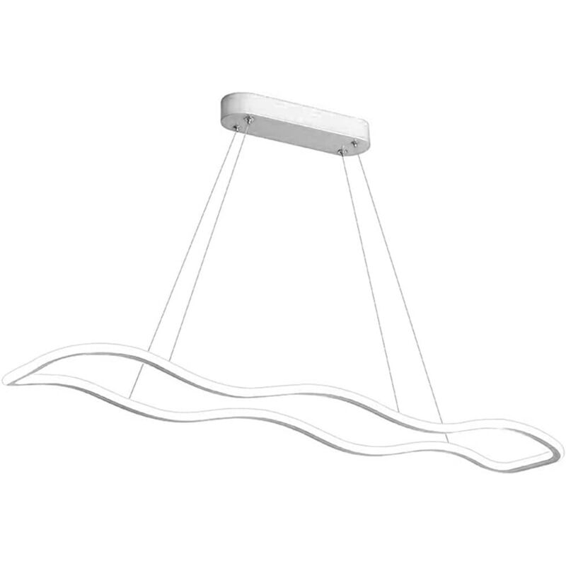 foto del prodotto lampadario modero bianco ondulato a led 48 watt lampada sospensione luce fredda 6500k