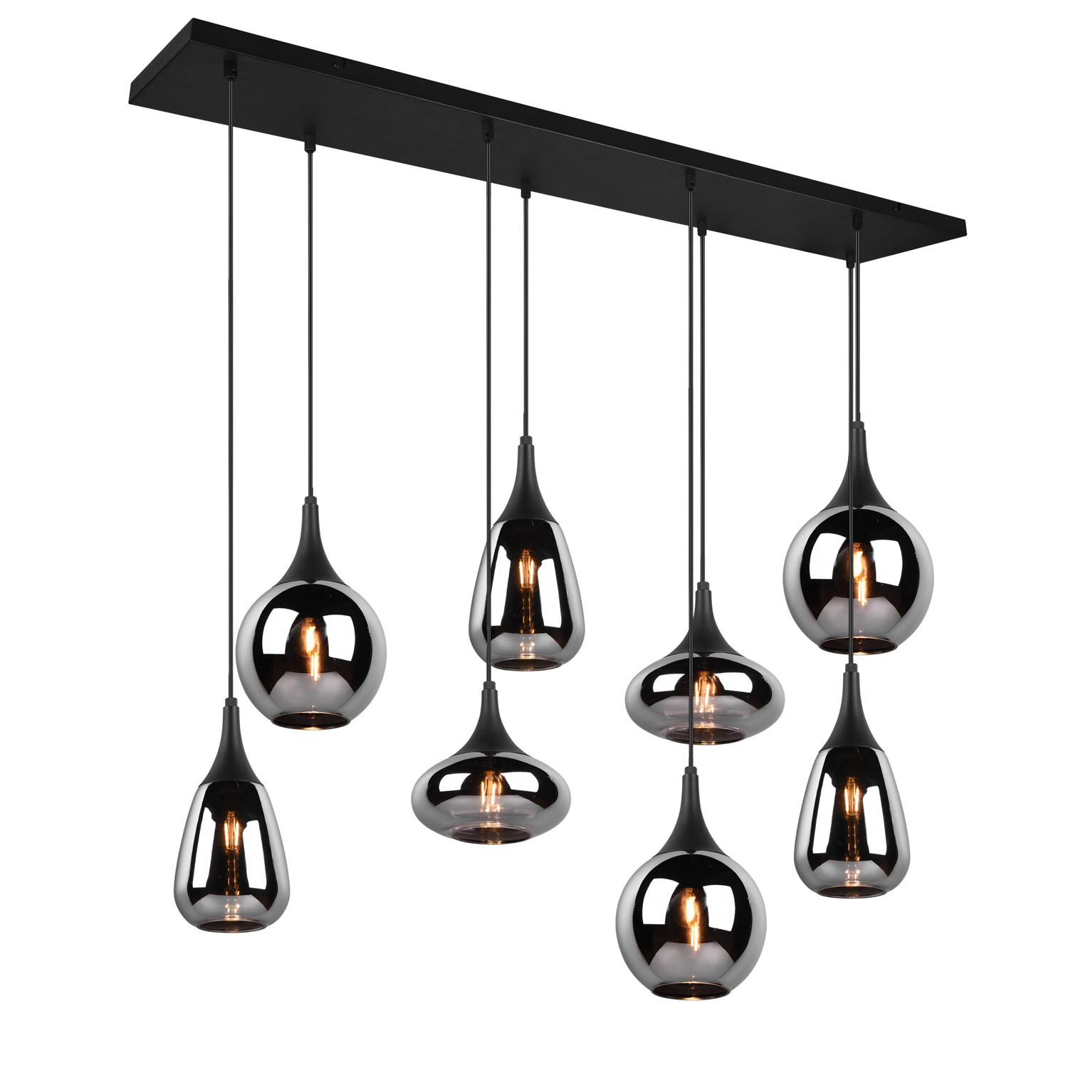 foto del prodotto lampadario nero opaco lumina 8 luci trio