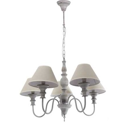 foto del prodotto lampadario pendente in metallo 65 x 130 cm a 5 luci in colore bianco