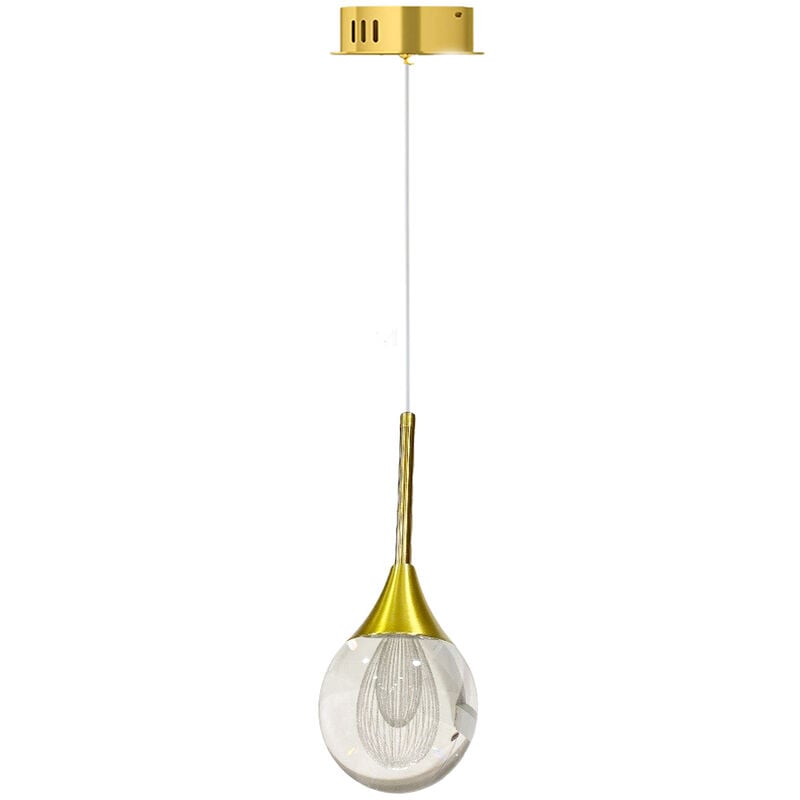 foto del prodotto lampadario pendente oro a led 5 watt lampada sospensione moderna in acrilico luce 4000k